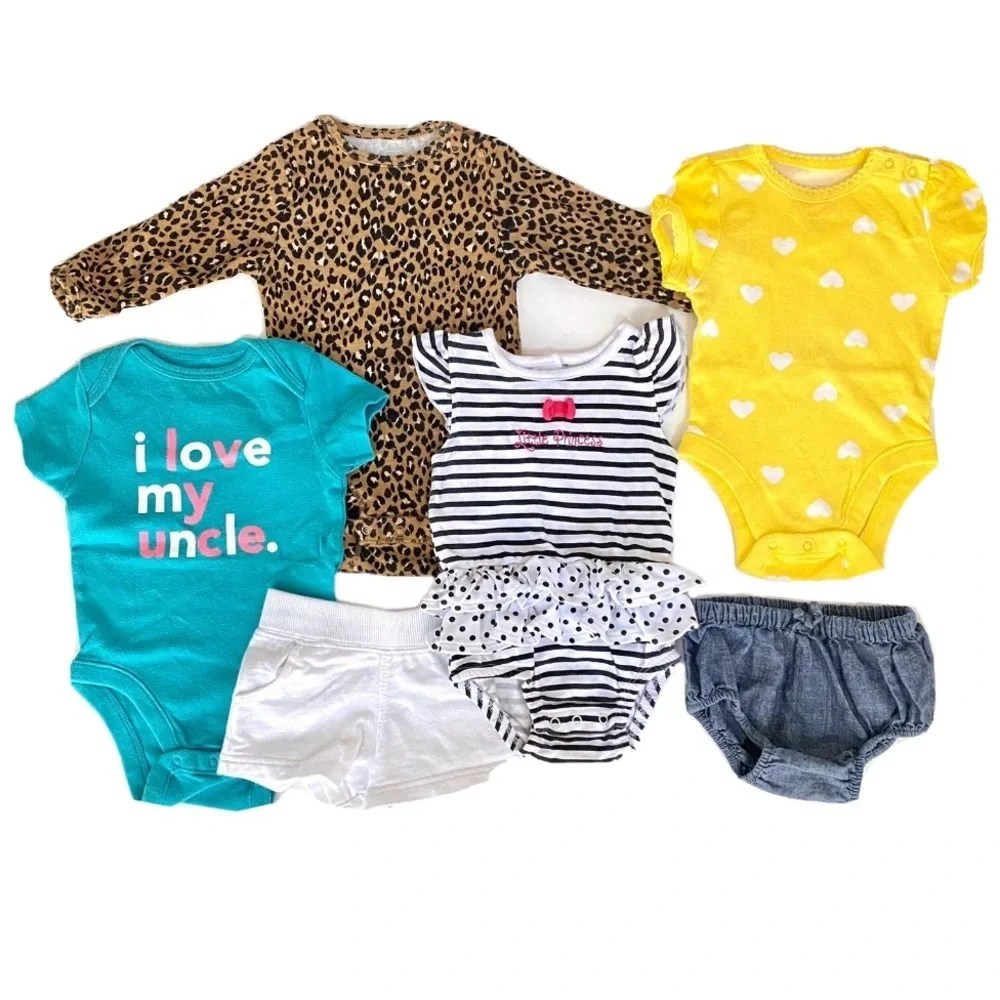 Baby Girl Clothes Bundle 6M Lot Bodysuits Shorts Outfits Mixed Brands 6pc